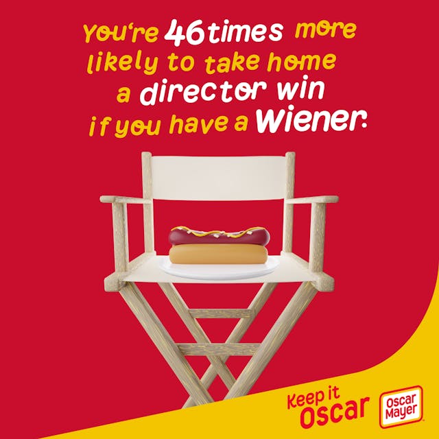 Oscar Mayer creative campaign with director's chair with a hotdog on it Oscar Mayer creative campaign with director's chair with a hotdog on it
