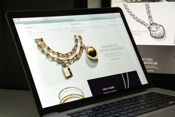 The Tiffany website on a laptop