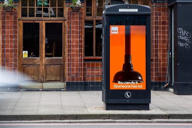 B&Q ad on a telephone box