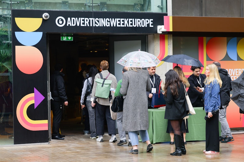The queue outside Advertising Week Europe 2024
