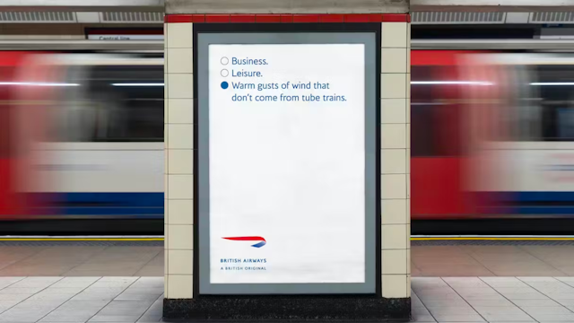 Digital out of home ad for British Airways in a London tube station