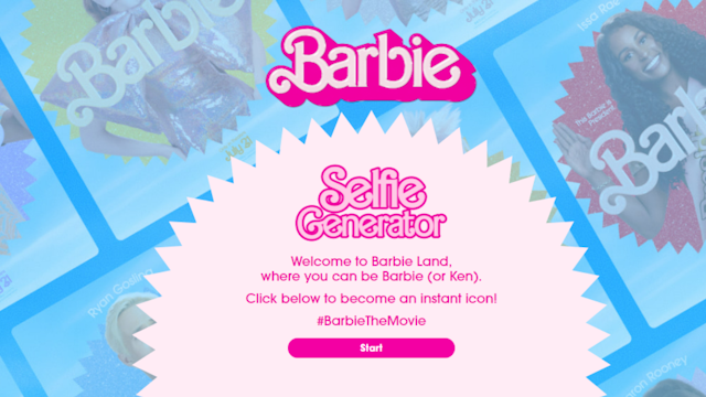 barbie selfie generator home page