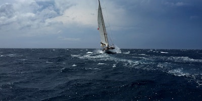 A boat on a stormy sea