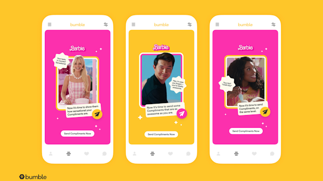 bumble's barbie-themed compliments tool