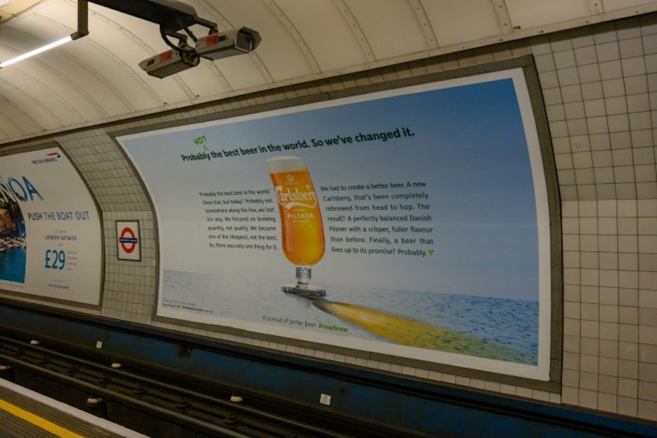 Carlsberg ad on the tube.