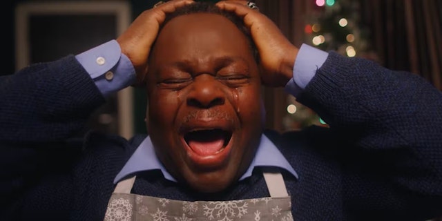 Man holds his head crying in an ad for Heinz