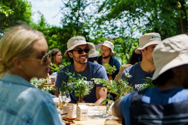 People at tree-planting event with Evolve in New York City