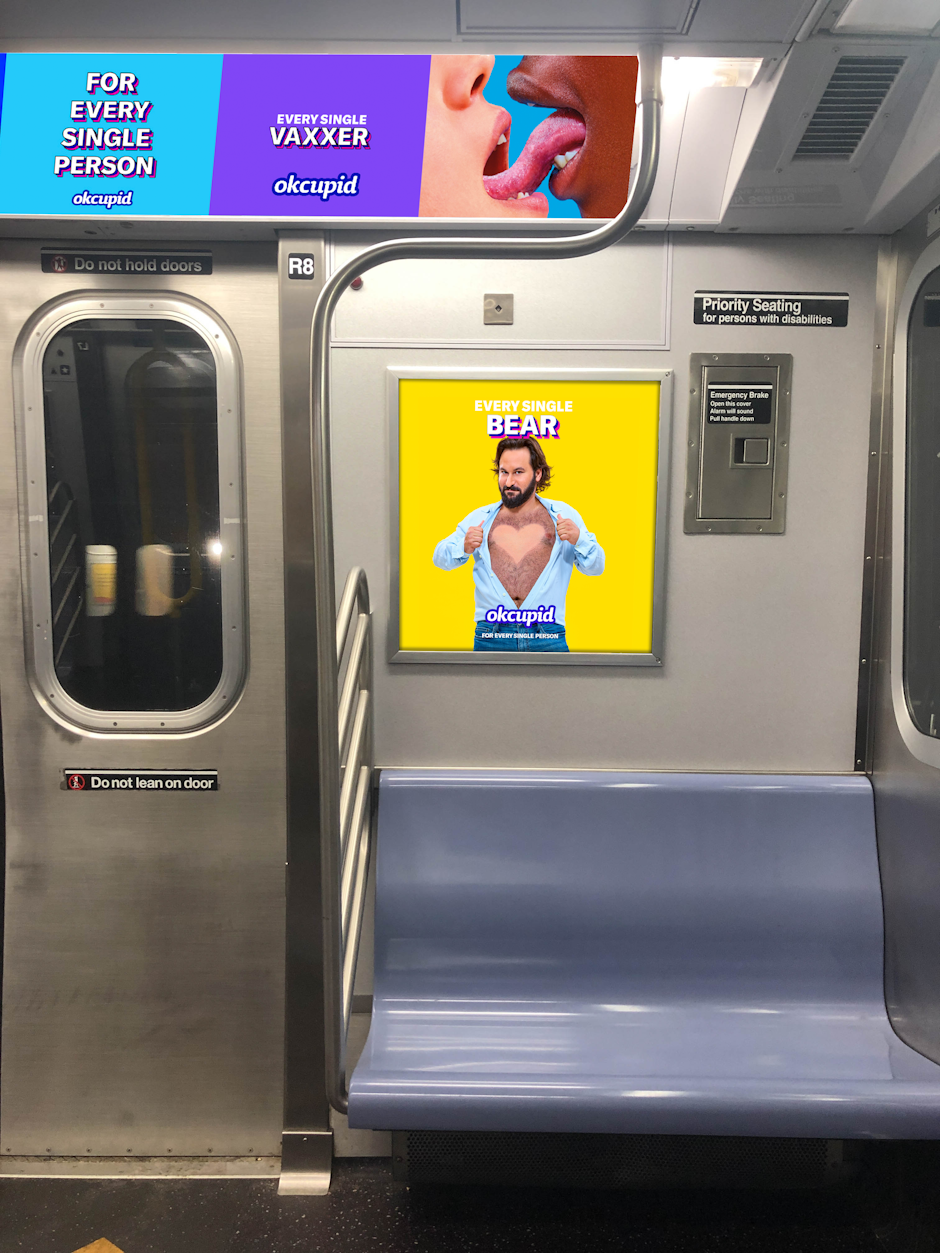 OkCupid ad in subway car