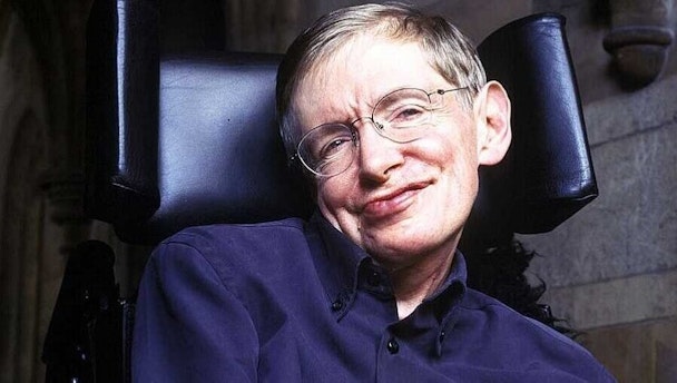Stephen Hawking, as he appeared in many ads