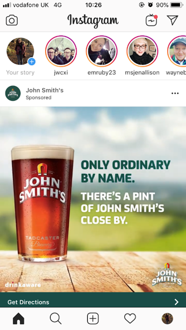 John Smiths beer promo on smartphone