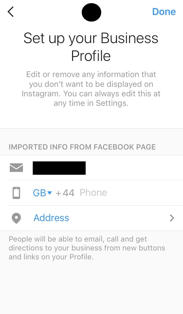 Instagram contact button step 5