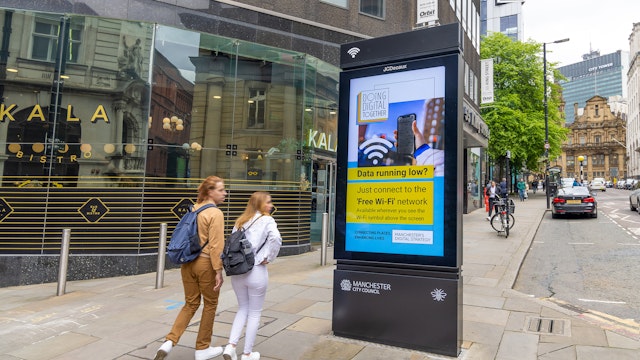 OOH ad telling the public about free wifi in Manchester