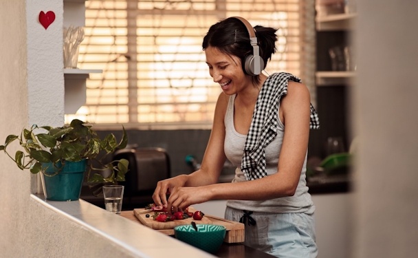 Person with headphones on Person with headphones on