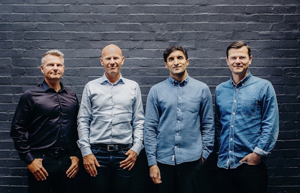 (Left to right) Morten Lund Director, DIS/PLAY, Lasse Morell Chairman of DIS/PLAY, Ajaz Ahmed CEO of AKQA, and Steffen Blauenfeldt Otkjær CEO of DIS/PLAY
