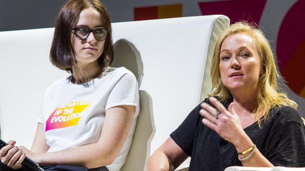Kerstin Emhoff (right), co-founder and president of Prettybird at the 3% Conference