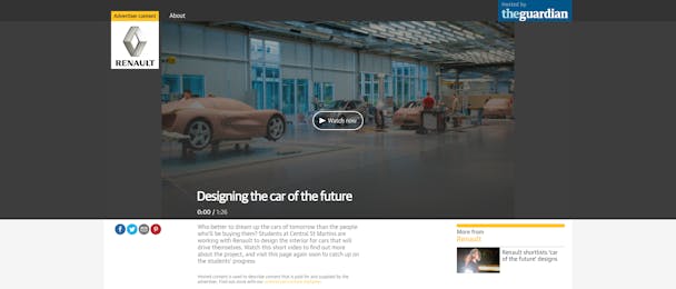 The Guardian's new branded content format, trialled by Renault The Guardian's new branded content format, trialled by Renault
