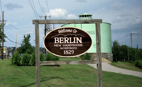 City limits sign of Berlin, New Hampshire, United States