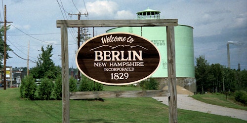 City limits sign of Berlin, New Hampshire, United States