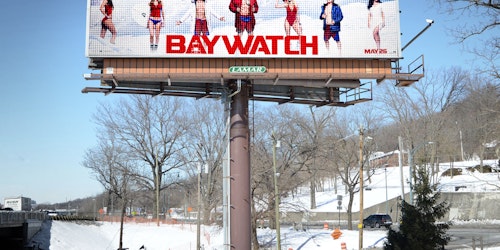 Paramount is running weather-trigged billboards for Baywatch.