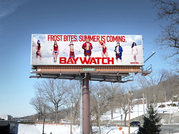 Paramount is running weather-trigged billboards for Baywatch.
