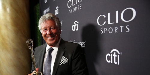 Mario Andretti received the Stuart Scott Lifetime Achievement Award at the Clio Sports Awards.
