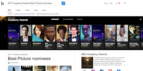 Bing Predicts says La La Land will win Best Picture at the 89th Academy Awards.
