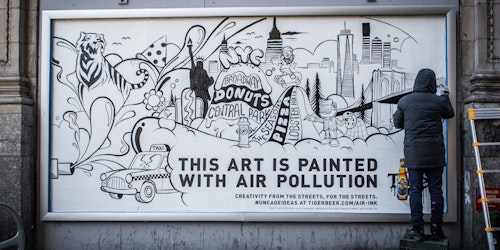 Artist Buff Monster painted a mural in New York using Air-Ink.
