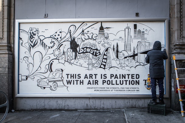 Artist Buff Monster painted a mural in New York using Air-Ink.