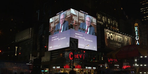 Bloomberg's Big Problems Big Thinkers aired on a Times Square billboard.