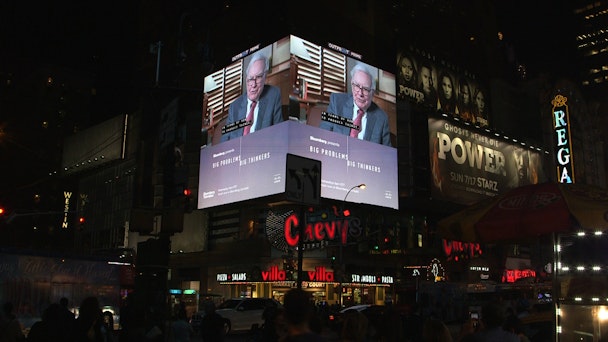 Bloomberg's Big Problems Big Thinkers aired on a Times Square billboard.