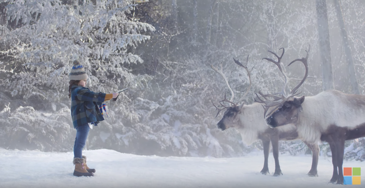 Girl tries to translate Christmas questions into reindeer in Microsoft holiday ad