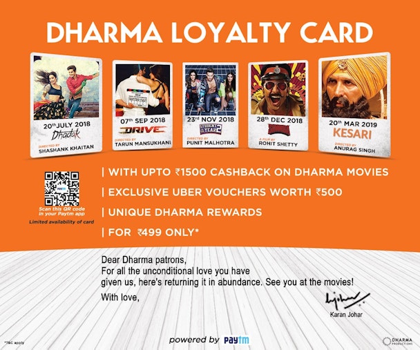 Paytm partners Dharma Productions for loyalty program