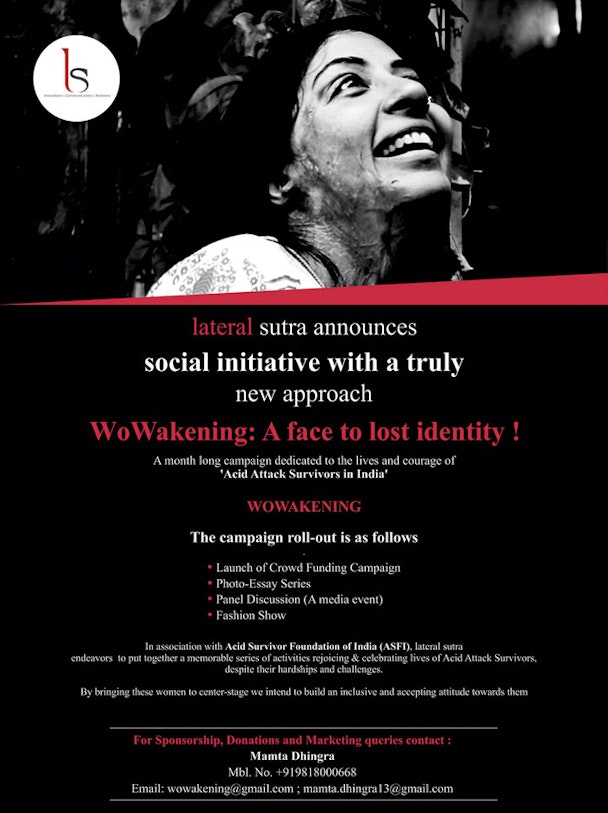 Lateral Sutra announces a social initiative 'WoWakening : A face to lost identity!' for acid attack victims
