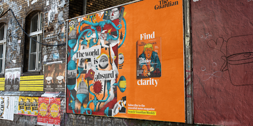 The Guardian's 'Find Clarity' billboard appearing in Berlin 