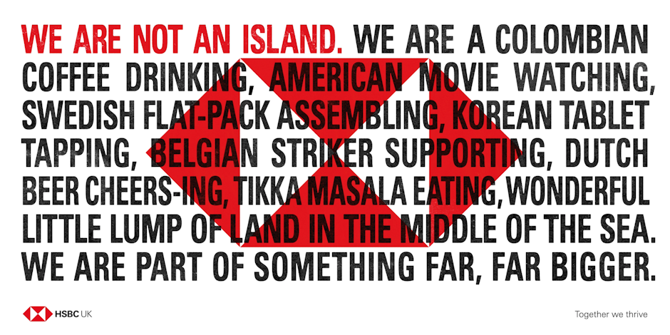HSBC defends 'We Are Not An Island' ad 