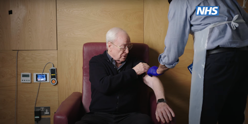 Elton John and Michael Caine help the NHS promote Covid-19 jabs