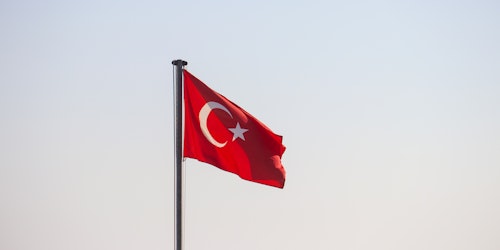 Turkish flag on a pole