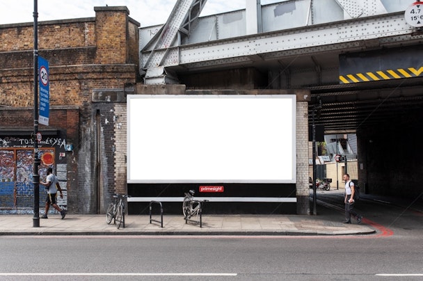 a billboard with a blank white space in the center