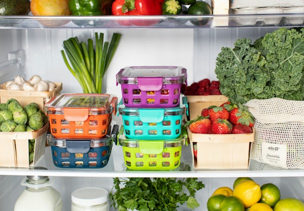 A fridge full of colourful food