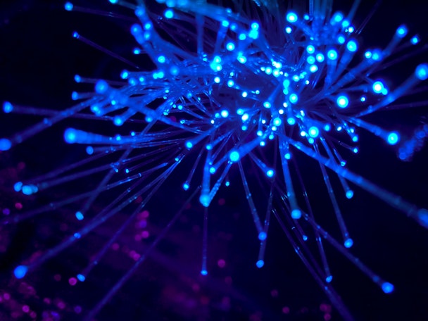 An image of a web of LEDs, representing a neurla network