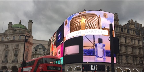 Digital billboards in Piccadilly Circus, in London