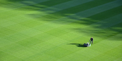 A pitch being mowed