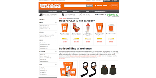 Bodybuilding Warehouse site from CTI Digital