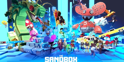 The Sandbox splash screen showing the visual style of the metaverse platform