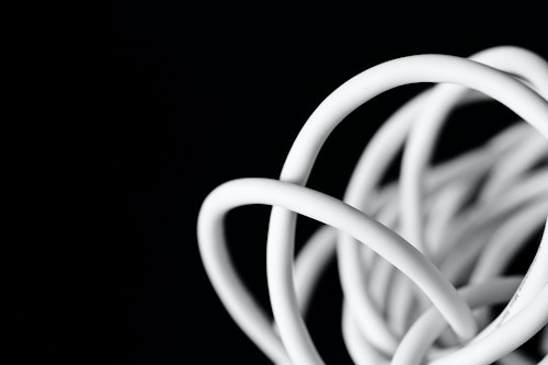 A selection of wires against a plain background