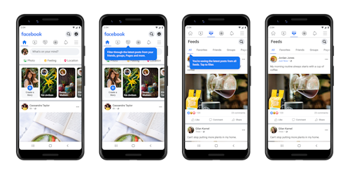 Facebook's new Home and Feeds tabs visualised on Android devices