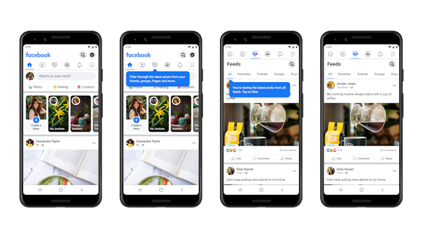 Facebook's new Home and Feeds tabs visualised on Android devices