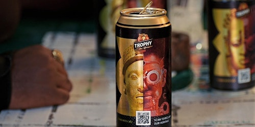 The Trophy Stout artwork for the Reclaim Your DNA campaign on a can of the drink