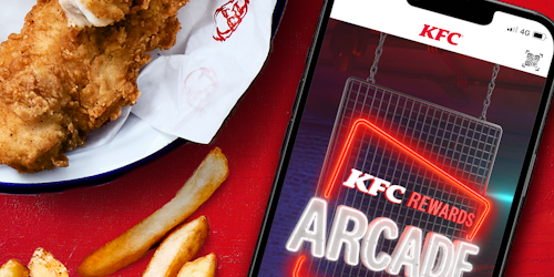 The key image for the launch of the KFC Rewards Arcade loyalty scheme