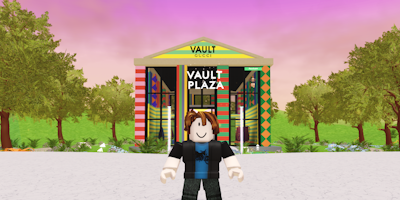 The plaza of Gucci Town in Roblox